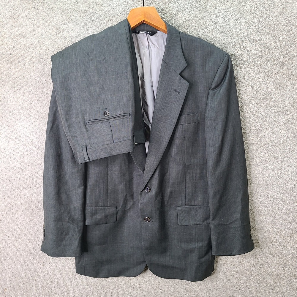 Jos A Bank Suit Mens 42R Brown Plaid 2 Piece Wool Pleated Signature USA 34x32